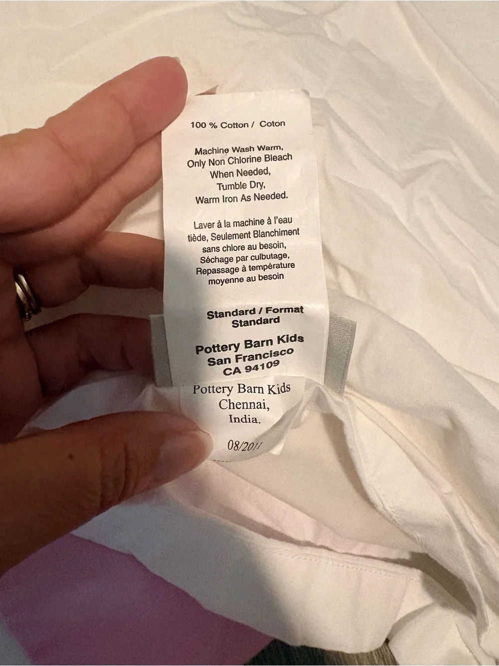 Pottery Barn Kids Organic Cotton Duvet Twin & Sham white with pink border